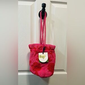 Kate Spade Beaded Drawsting Bucket Bag. Red And Pink Floral Design - NWT